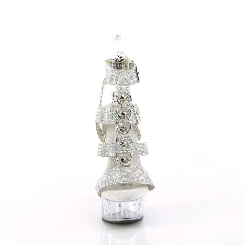Pleaser DELIGHT-656RS Platform Sandal (Silver AB Rhinestone-TPU/Clear)
