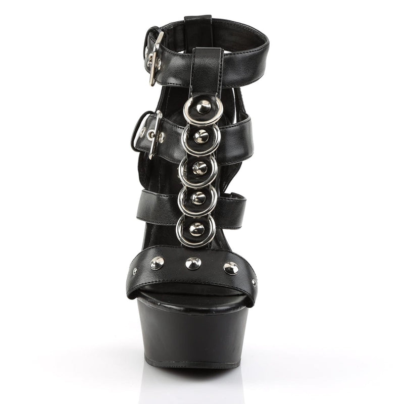 Pleaser DELIGHT-658 Platform Sandal (Black Faux Leather/Black)