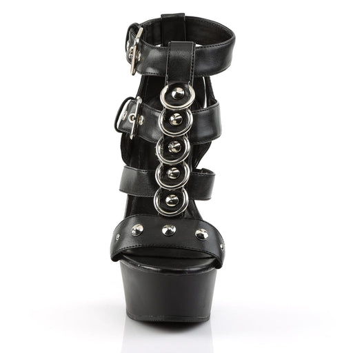 Pleaser DELIGHT-658 Platform Sandal (Black Faux Leather/Black)