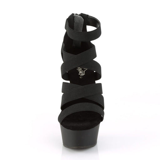 Pleaser DELIGHT-659 Platform Sandal (Black Elastic Band-Faux Leather/Black Matte)