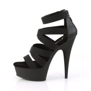 Pleaser DELIGHT-659 Platform Sandal (Black Elastic Band-Faux Leather/Black Matte)