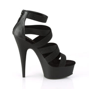 Pleaser DELIGHT-659 Platform Sandal (Black Elastic Band-Faux Leather/Black Matte)