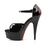 Pleaser DELIGHT-660FH Platform Sandal (Black Patent/Black (Red Lace))