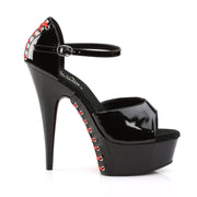 Pleaser DELIGHT-660FH Platform Sandal (Black Patent/Black (Red Lace))