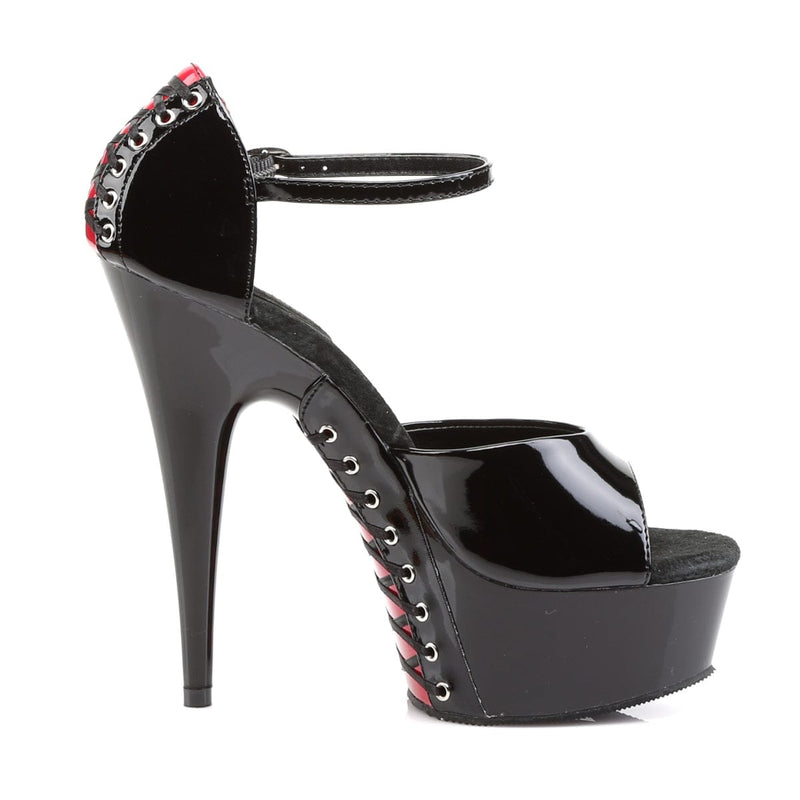 Pleaser DELIGHT-660FH Platform Sandal (Black-Red Patent/Black)