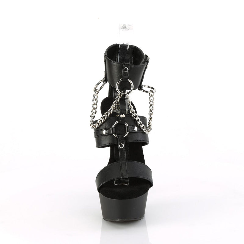 Pleaser DELIGHT-661 Platform Sandal (Black Faux Leather/Black Matte)