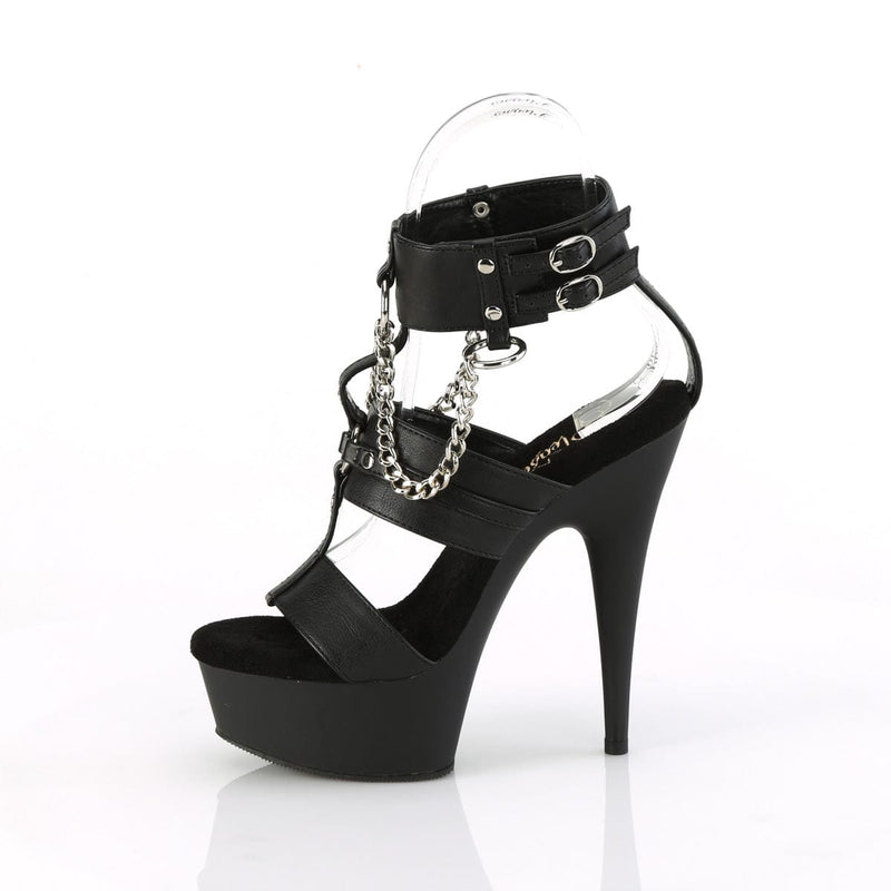 Pleaser DELIGHT-661 Platform Sandal (Black Faux Leather/Black Matte)