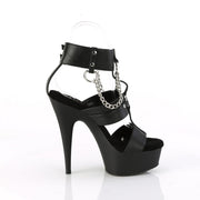 Pleaser DELIGHT-661 Platform Sandal (Black Faux Leather/Black Matte)