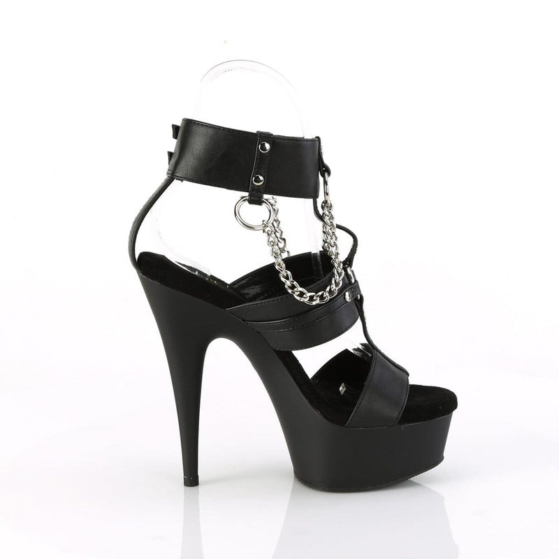 Pleaser DELIGHT-661 Platform Sandal (Black Faux Leather/Black Matte)