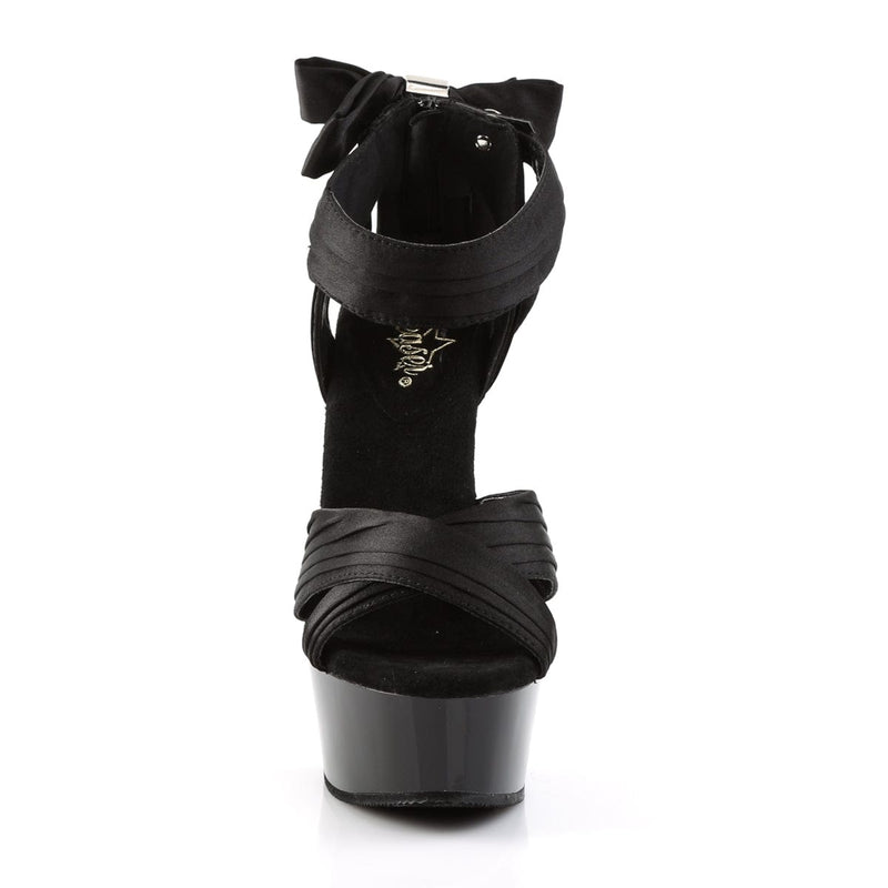 Pleaser DELIGHT-668 Platform Sandal (Black Satin/Black)