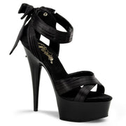 Pleaser DELIGHT-668 Platform Sandal (Black Satin/Black)