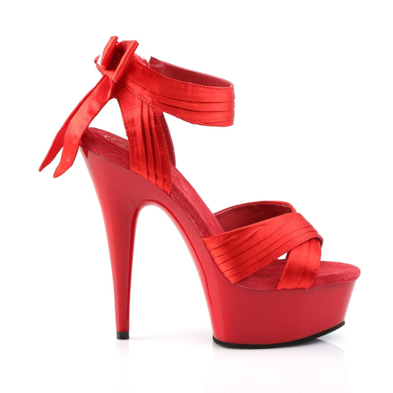 Pleaser DELIGHT-668 Platform Sandal (Red Satin/Red)