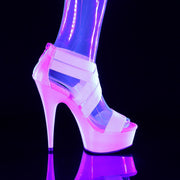 Pleaser DELIGHT-669 Platform Sandal (UV White Elastic Band-Faux Leather/White)