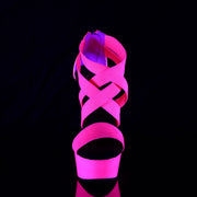 Pleaser DELIGHT-669UV Platform Sandal (Neon Hot Pink Elastic Band-Patent/Neon H. P.)