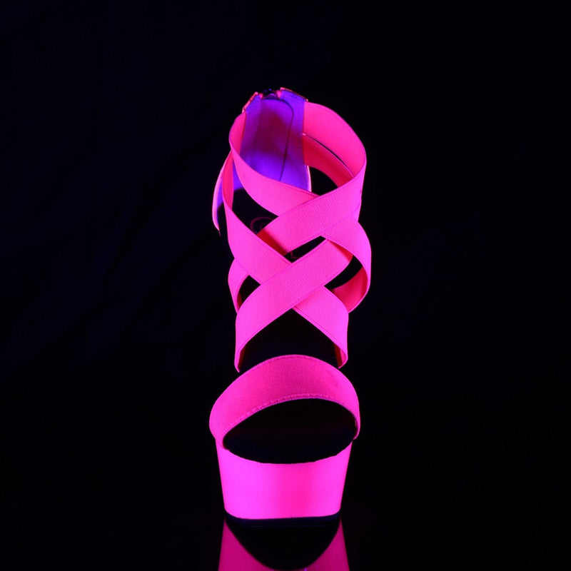 Pleaser DELIGHT-669UV Platform Sandal (Neon Hot Pink Elastic Band-Patent/Neon H. P.)