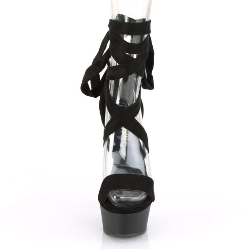 Pleaser DELIGHT-671 Platform Sandal (Black Faux Suede/Black Matte)