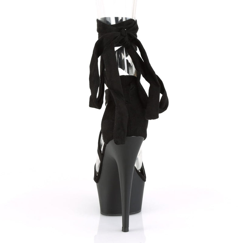 Pleaser DELIGHT-671 Platform Sandal (Black Faux Suede/Black Matte)