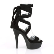 Pleaser DELIGHT-671 Platform Sandal (Black Faux Suede/Black Matte)