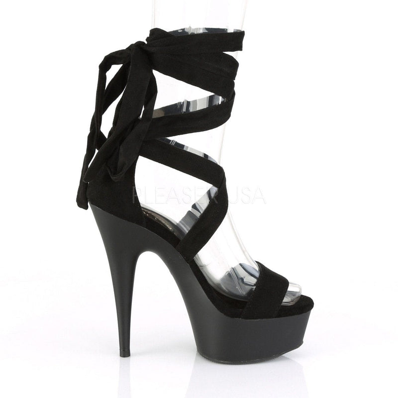 Pleaser DELIGHT-671 Platform Sandal (Black Faux Suede/Black Matte)