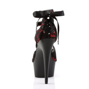 Pleaser DELIGHT-678LC Platform Sandal (Red Satin-Lace/Black Matte)