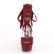Pleaser DELIGHT-679 Platform Sandal (Burgundy Faux Suede/Burgundy Faux Suede)