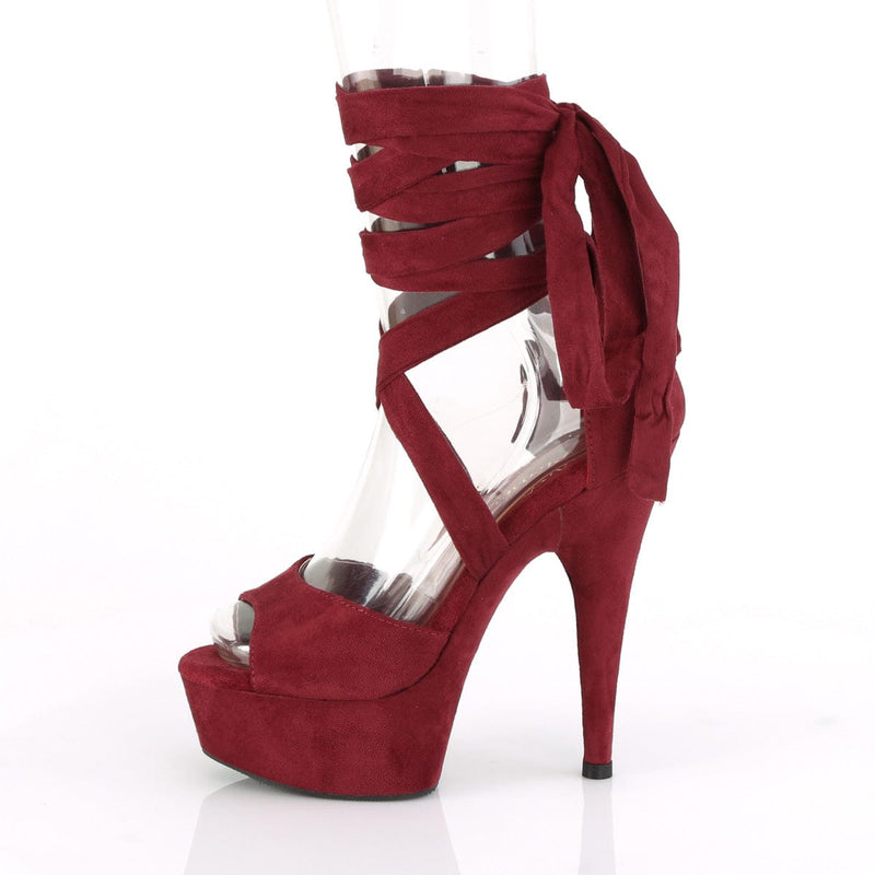 Pleaser DELIGHT-679 Platform Sandal (Burgundy Faux Suede/Burgundy Faux Suede)