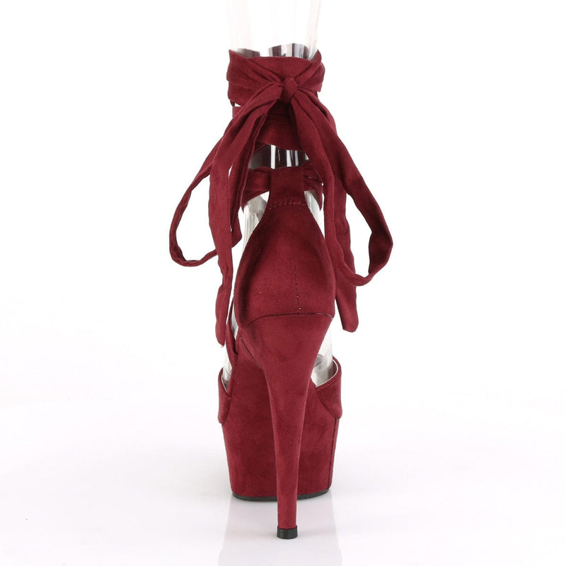 Pleaser DELIGHT-679 Platform Sandal (Burgundy Faux Suede/Burgundy Faux Suede)