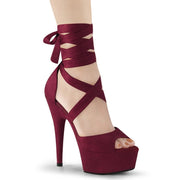 Pleaser DELIGHT-679 Platform Sandal (Burgundy Faux Suede/Burgundy Faux Suede)