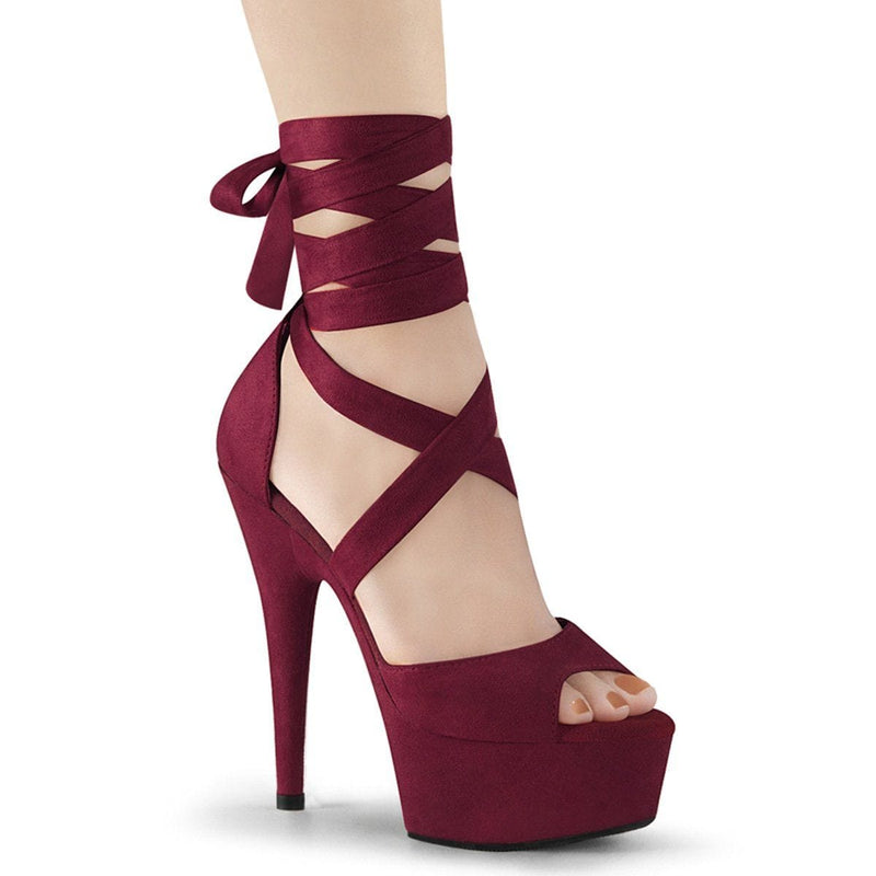 Pleaser DELIGHT-679 Platform Sandal (Burgundy Faux Suede/Burgundy Faux Suede)