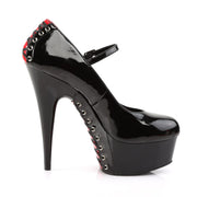 Pleaser DELIGHT-687FH Platform Pump (Black-Red Patent/Black)