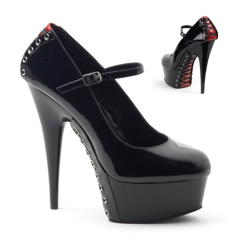 Pleaser DELIGHT-687FH Platform Pump (Black-Red Patent/Black)