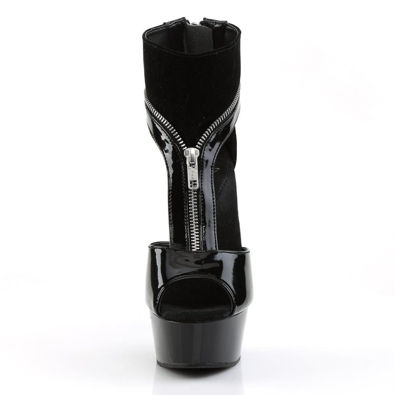 Pleaser DELIGHT-690 Platform Sandal (Black Patent-Lamy/Black)