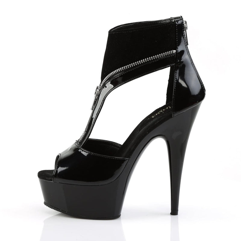 Pleaser DELIGHT-690 Platform Sandal (Black Patent-Lamy/Black)