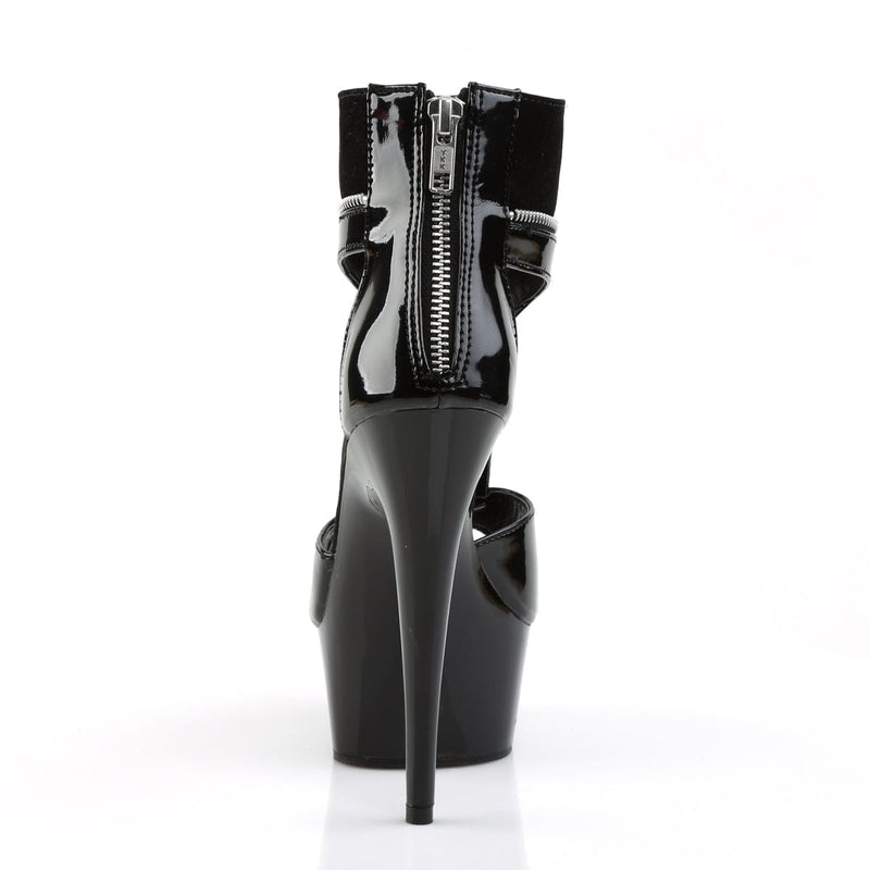 Pleaser DELIGHT-690 Platform Sandal (Black Patent-Lamy/Black)