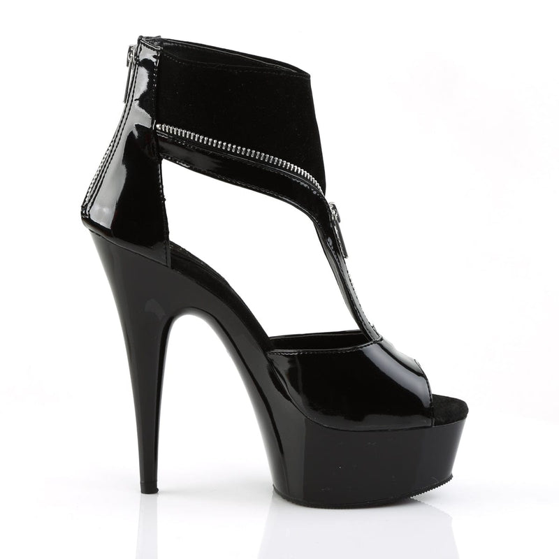 Pleaser DELIGHT-690 Platform Sandal (Black Patent-Lamy/Black)
