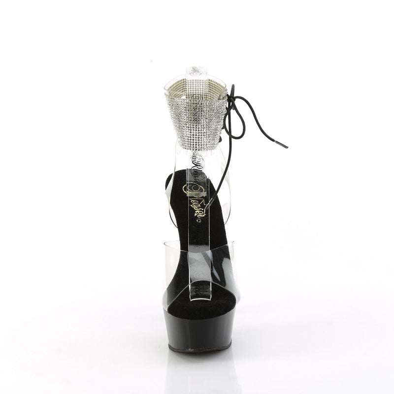 Pleaser DELIGHT-691-2RS Platform Sandal (Clear/Black)