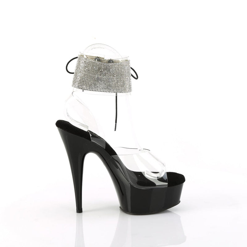 Pleaser DELIGHT-691-2RS Platform Sandal (Clear/Black)