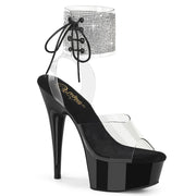 Pleaser DELIGHT-691-2RS Platform Sandal (Clear/Black)
