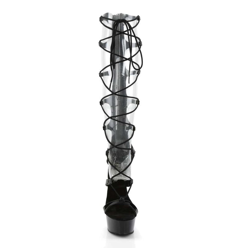 Pleaser DELIGHT-698 Platform Sandal (Black Patent/Black)
