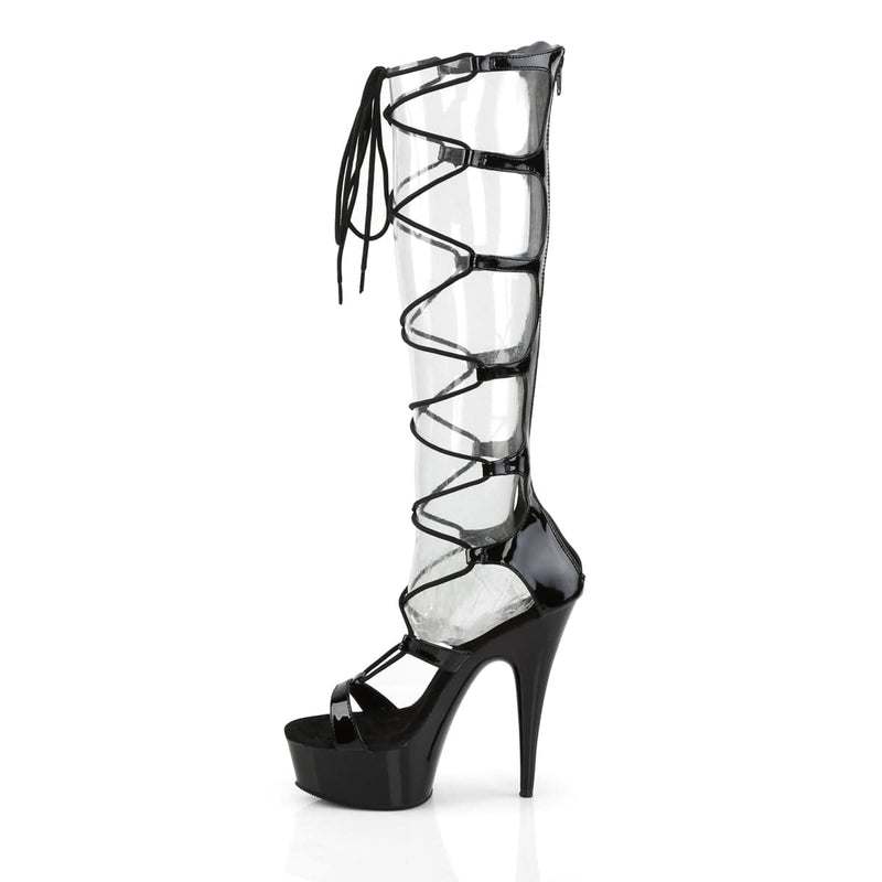 Pleaser DELIGHT-698 Platform Sandal (Black Patent/Black)