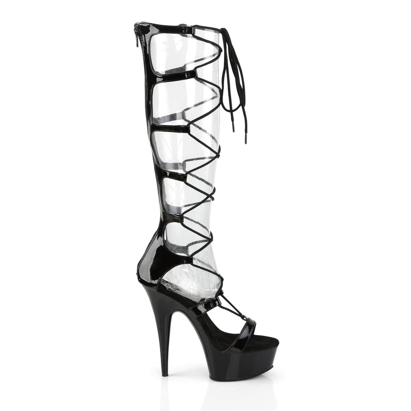 Pleaser DELIGHT-698 Platform Sandal (Black Patent/Black)