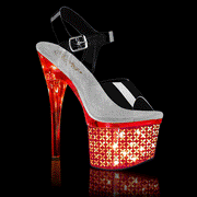 Pleaser DISCOLITE-708FLP Platform Sandal (Clear/Silver Chrome)