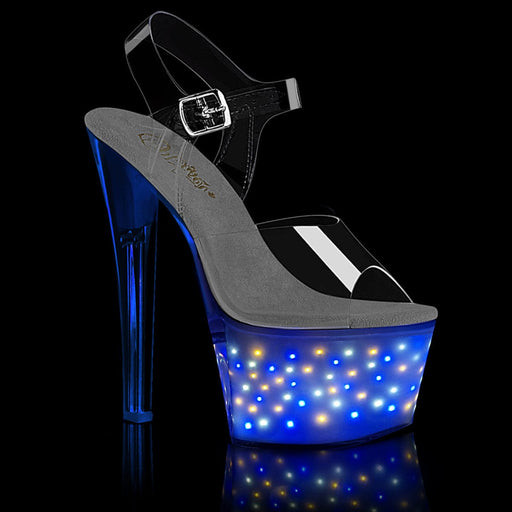 Pleaser ECHOLITE-708 Platform Sandal (Clear/White Glow)