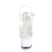 Pleaser ECHOLITE-708 Platform Sandal (Clear/White Glow)