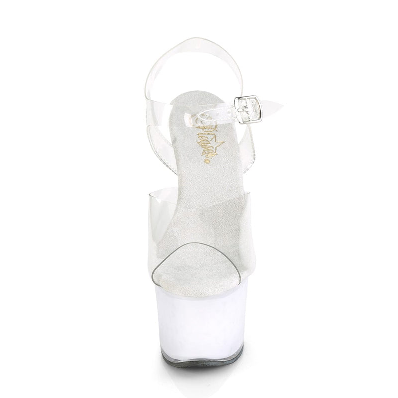 Pleaser ECHOLITE-708 Platform Sandal (Clear/White Glow)