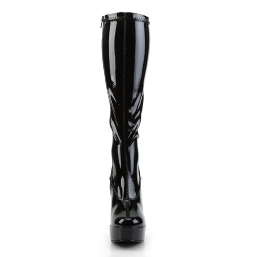 Pleaser ELECTRA-2000Z Platform Knee High Boot (Black Stretch Patent)