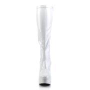 Pleaser ELECTRA-2000Z Platform Knee High Boot (White Stretch Patent)