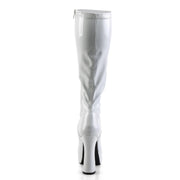 Pleaser ELECTRA-2000Z Platform Knee High Boot (White Stretch Patent)