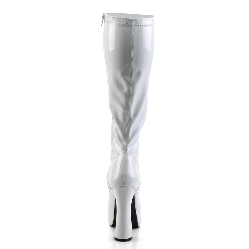 Pleaser ELECTRA-2000Z Platform Knee High Boot (White Stretch Patent)