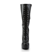 Pleaser ELECTRA-2020 Platform Knee High Boot (Black Faux Leather)